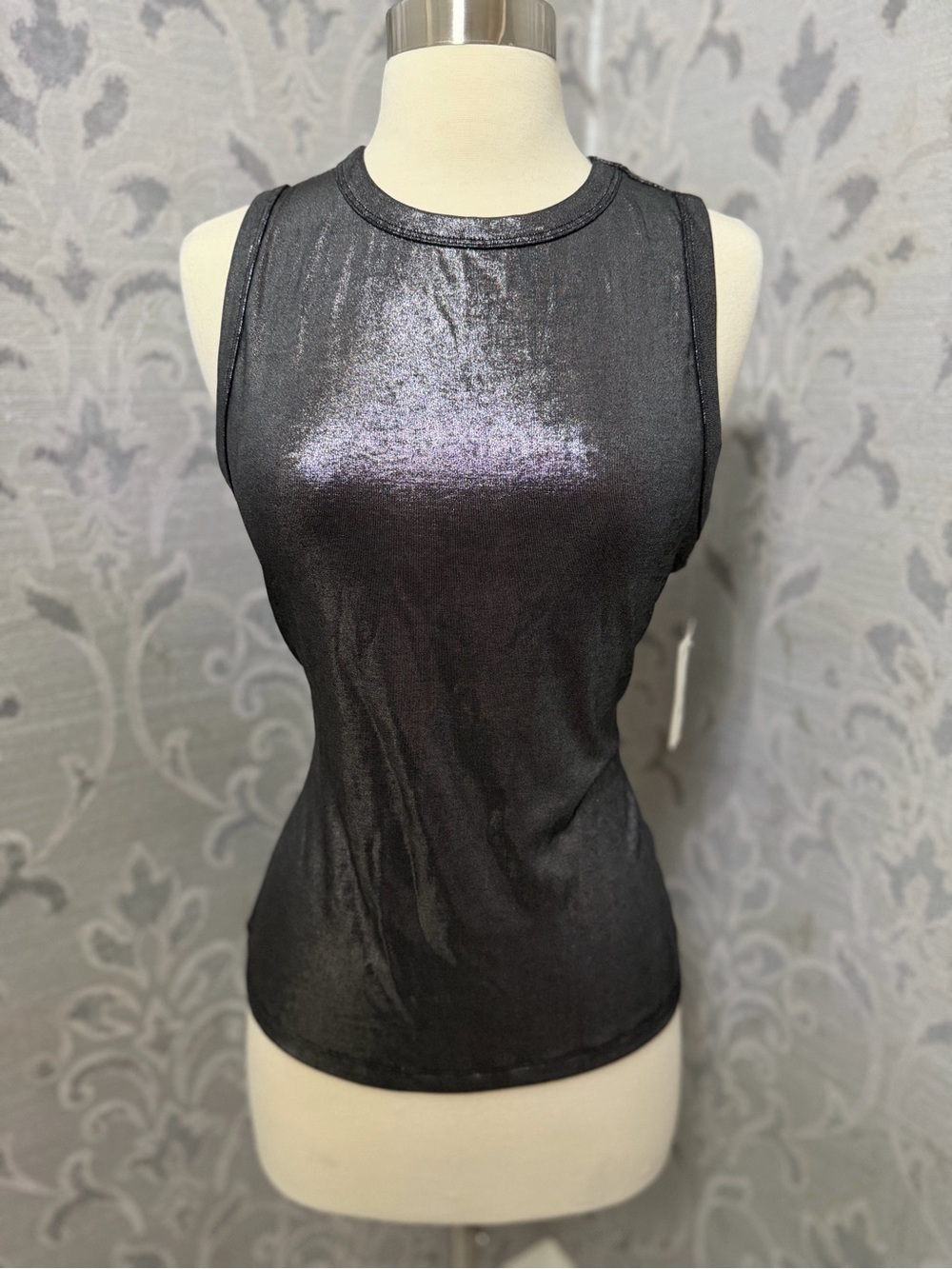 Shimmer Black Sleeveless Tank Top